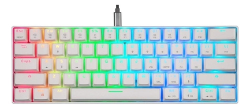 Teclado gamer Motospeed CK61 QWERTY Outemu Blue inglês US cor branco com luz RGB