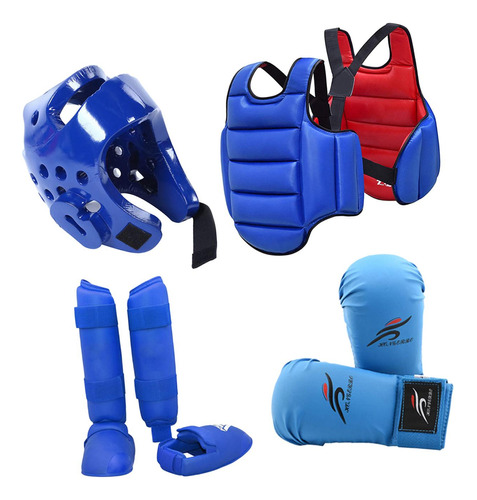 4x Karate Sparring Gear Chaleco Protector De Cuerpo Azul M