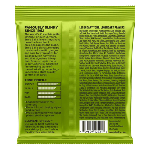Encordado Ernie Ball 010 Guitarra Eléctrica 2221 Slinky Cuer