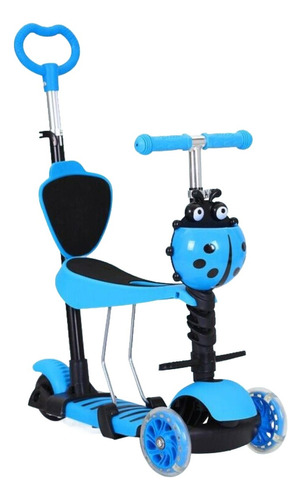 Mcktoys color azul mariquita apoya brazos patineta scooter 5 en 1 infantil asiento seguro anticaida