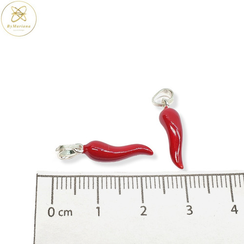 Dije Plata Cuerno Rojo 5 X 15 Mm