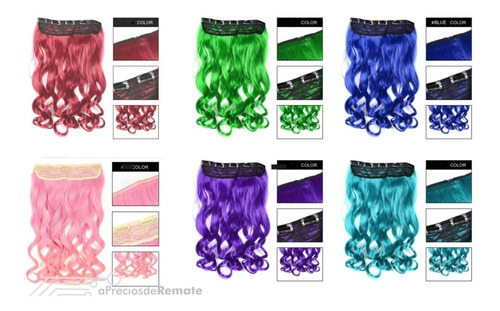 Imagen 10 de 10 de ¡ Extensión De Kanekalon Fucsia Cortina Cabello Ondulada !!