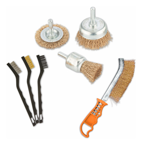 Kit Jogo De Escova Latonada P/ Furadeira + 4 Escovas Manuais