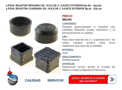 Regatón Tapón Cuadrado De Hule De 1 Y Barril De 2