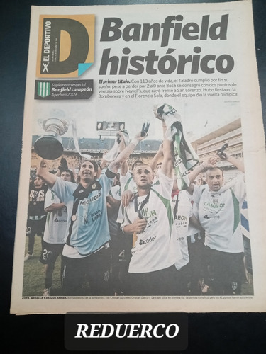 Suplemento Deportivo Clarín Banfield Campeón Diciembre 2009 