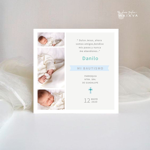 Imagen 4 de 10 de Estampas Tarjetas Bautismo De Nenes Con Foto X 2u
