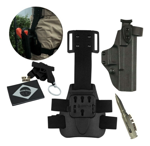 Coldre Perna Kydex Glock G19 G17 G22 G23 G25 Trust Invictus