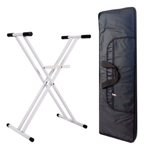 Soporte Doble + Funda Teclado Organo 61 Teclas 5 Octavas 