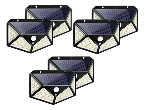 Pack X 6 Lampara Solar Led Con Sensor De Movimiento 100 Led