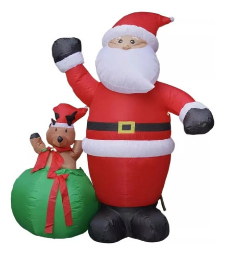 1.8m Papá Noel Inflable Y Luminoso Y Paquete De Regalo Alce