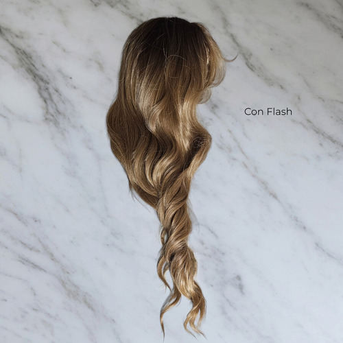 Peluca Cobrizo Oscuro Cabello Ondulado Largo Color café Tamaño de la base unitalla