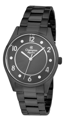 Relógio Champion Cn25690c Aço Inox Preto 4,0 Cm 50 Mts
