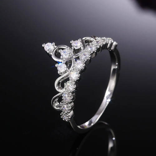 Anillo Corona Princesa Premium Anillo De Plata 925 Argollas Plateado Adulto