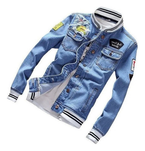 Chaqueta De Béisbol Ajustada De Mezclilla Para Hombre