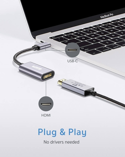 Imagem 2 de 10 de Cabo Adaptador Esr Usb C Para Hdmi 4k Thunderbolt 3