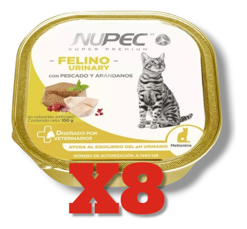 08 Pack Felino Urinary Alimento Húmedo Nupec Lata 100g