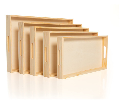 Bandejas De Madera Anidadas Para Servir, Juego De 5 Bandejas