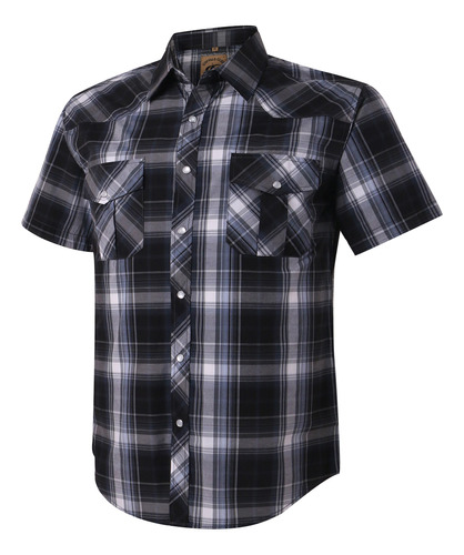 Camisa De Manga Corta A Cuadros Cowboy Pearl Snap Para Hombr