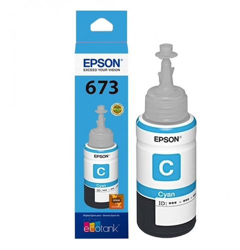 Botella De Tinta Epson T673 Cian 