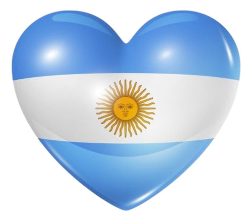 Calco Bandera Argentina Corazon Resinada Dome