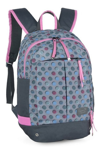 Mochila Penelope Charmosa  Mj48275pe Cinza Com Rosa C/ Porta