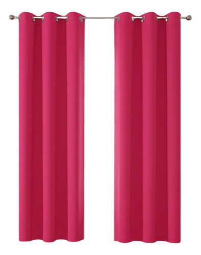 2 Cortinas Blackout Aislamiento Térmico Color Rosa Calidad