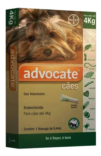 Pipeta antiparasitario para pulga Bayer Advocate para perro de 1kg a 4kg