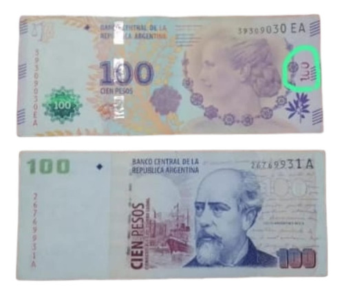 100 Pesos Con Error + 100 Pesos Con Leyenda