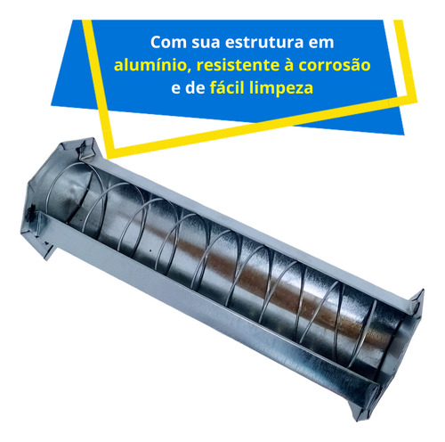 Comedouro Calha Com Mola 30cm Alumínio Design Moderno