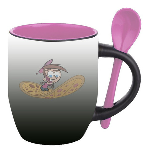 Mug Magico Con Cuchara Dibujos Animados   R109