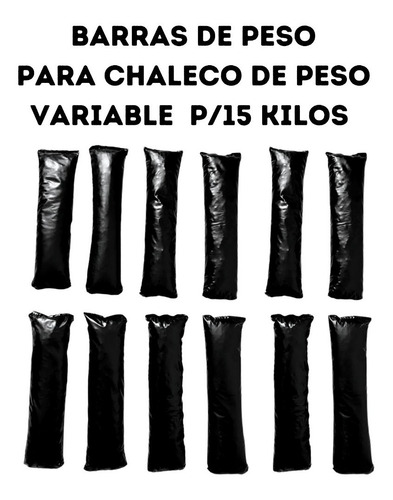 Barras de peso 15kg para chaleco lastrado con peso v&d ajustable color negro