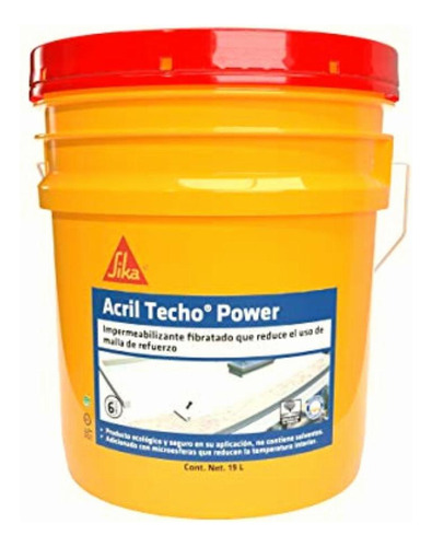 Sika Acril Techo Power 6 Años, Cubeta 19 L,