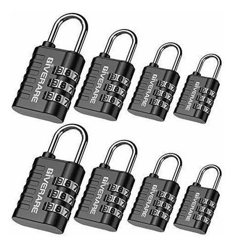 Candado De Equipaje Giverare 8 Pack Combination Lock, 3-digi