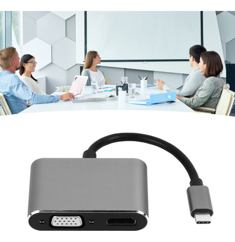 Hub Dock 2 En 1 Tipo C A Vga+hdmi Hd Spliter-abs
