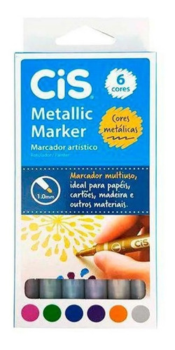 Marcador Artístico 6 Cores Metallic Marker Cis
