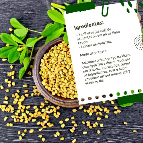 Feno Grego Em Pó 1kg, Raiz E Sabor Tempero Natural