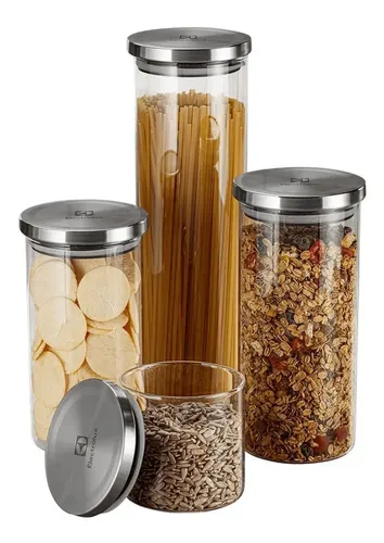 Kit Potes De Vidro Porta Mantimentos Herméticos Electrolux - - R$ 109,9