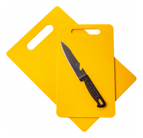 Kit 2 Tábuas/ Faca Plástico E Aço Inox 28,5cm X 19cm X 0,5cm