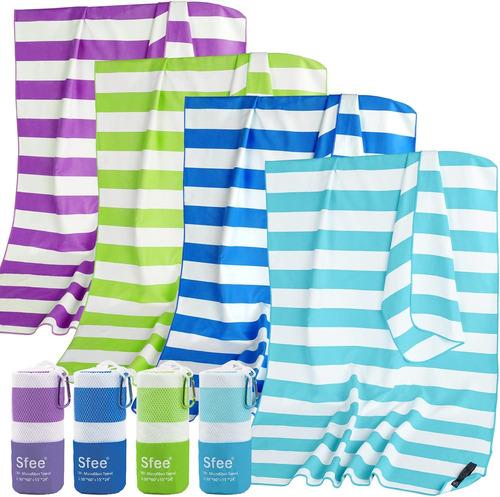 Paquete 4 Toallas Microfibra Super Absorbentes Para Viaje