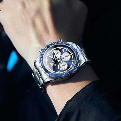 Reloj De Acero Inoxidable 2945 Chronograph Luminous Para Hom