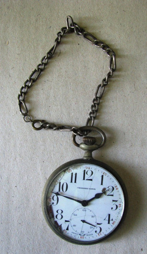 Reloj Antiguo De Bolsillo Chamberi Metal Blanco Funcionando!