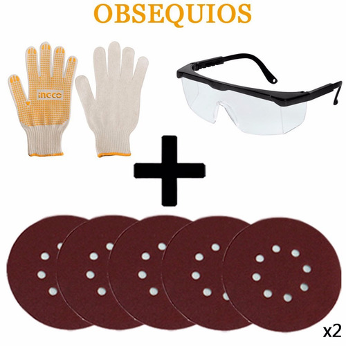 Ff Kit Lijadora Roto Orbital Ingco 450w+10lija Velctro+lente