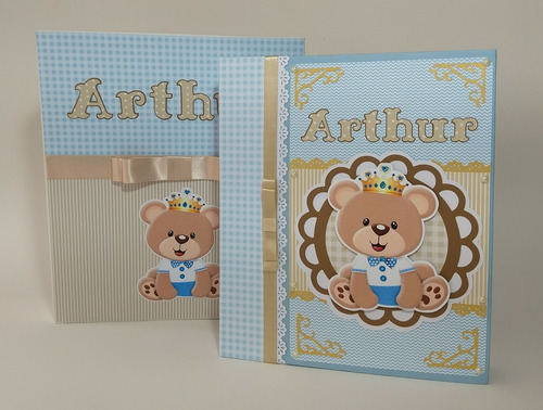 Álbum Livro Diario Do Bebê Cx Personalizado Urso Príncipe