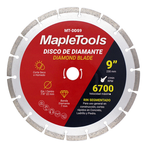 Disco De Diamante Segmentado Para Concreto 9 PuLG Maple Tool