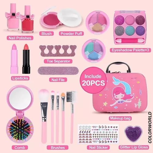 20 Pcs Juego De Maquillaje De Niñas Maquillaje Lavable