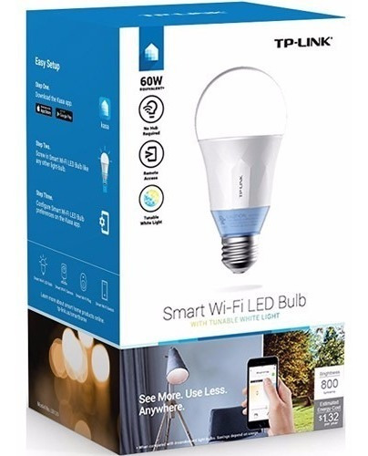 Tp Link Lb120 Smart Wi-fi A19 Led Bulb, Dimmable, Tunable Wh
