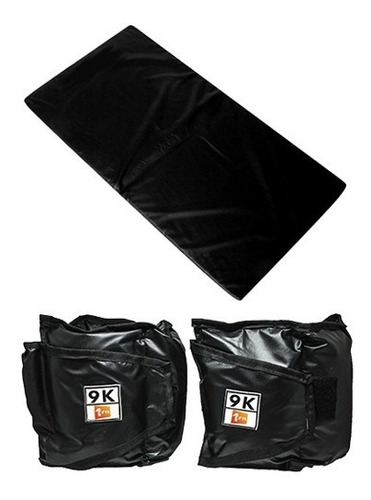 Kit Colchonete Preto + Par De Caneleira De Peso 9kgs 