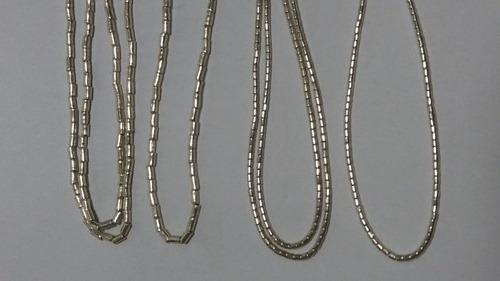Collar Mostacilla Fina De Plata 100 Centímetros