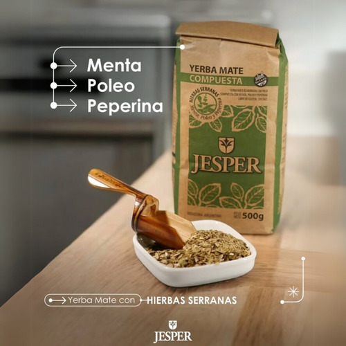 Yerba Mate Jesper Con Menta, Peperina Y Poleo X 500 Gr