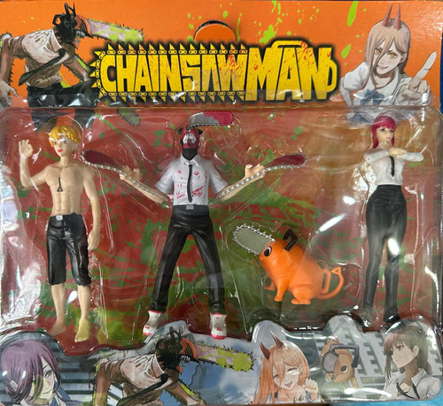 Muñeco Chainsaw Man Denji Pochita Demonio Motosierra Set X 3